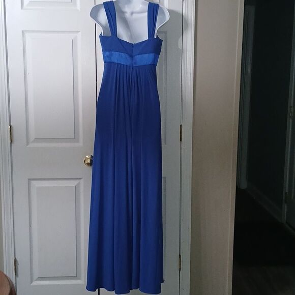 David's Bridal royal blue maxi pleated evening prom formal gown Sz 2 EUC - Picture 5 of 8